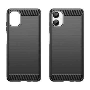 Samsung Galaxy A06 5G Børstet TPU Cover - Karbonfiber - Sort
