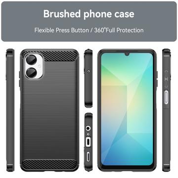 Samsung Galaxy A06 5G Børstet TPU Cover - Karbonfiber - Sort