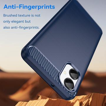 Samsung Galaxy A06 5G Børstet TPU Cover - Karbonfiber - blå