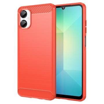 Samsung Galaxy A06 5G Børstet TPU Cover - Karbonfiber - rød