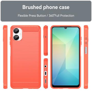 Samsung Galaxy A06 5G Børstet TPU Cover - Karbonfiber - rød