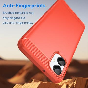 Samsung Galaxy A06 5G Børstet TPU Cover - Karbonfiber - rød