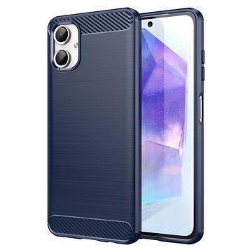 Samsung Galaxy A06 Børstet TPU Cover - Karbonfiber - Blå