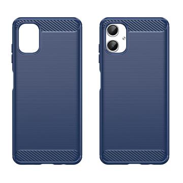 Samsung Galaxy A06 Børstet TPU Cover - Karbonfiber - Blå