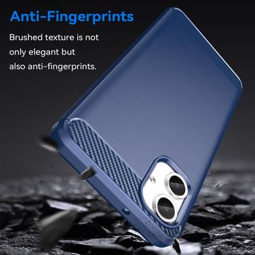 Samsung Galaxy A06 Børstet TPU Cover - Karbonfiber - Blå