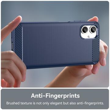 Samsung Galaxy A06 Børstet TPU Cover - Karbonfiber - Blå