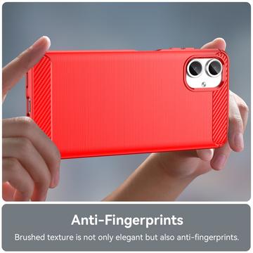 Samsung Galaxy A06 Børstet TPU Cover - Karbonfiber - Rød
