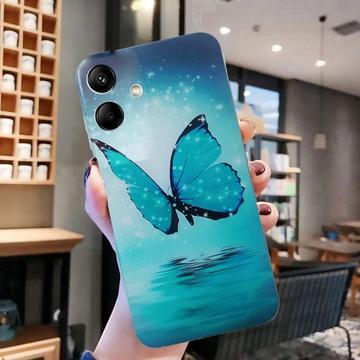 Samsung Galaxy A06 Stilfuld Ultra-Slim TPU Cover - Blå Sommerfugl