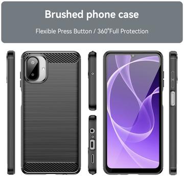 Samsung Galaxy A07 4G Børstet TPU Cover - Karbonfiber - Sort