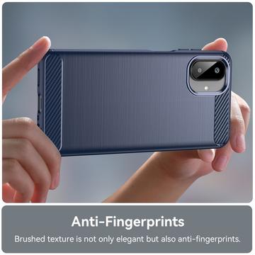 Samsung Galaxy A07 4G Børstet TPU Cover - Karbonfiber - blå