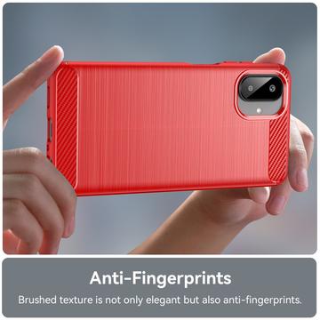 Samsung Galaxy A07 4G Børstet TPU Cover - Karbonfiber - rød