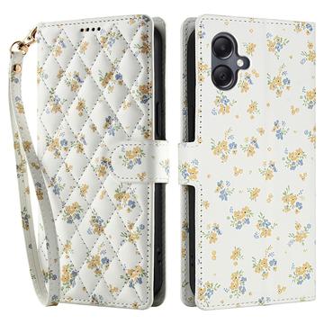 Samsung Galaxy A07 4G Rhombisk Blomsterpung - gule blomster