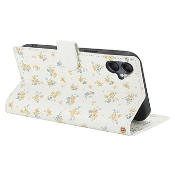 Samsung Galaxy A07 4G Rhombisk Blomsterpung - gule blomster