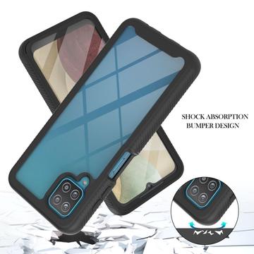 Samsung Galaxy A12 360 Beskyttelse Cover - Sort / Klar