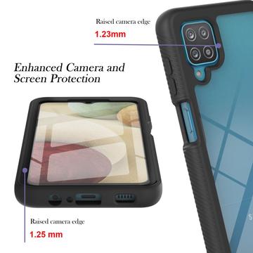 Samsung Galaxy A12 360 Beskyttelse Cover - Sort / Klar
