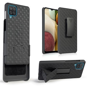 Samsung Galaxy A12 Hybrid Cover med Bælteklips - Sort