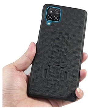Samsung Galaxy A12 Hybrid Cover med Bælteklips - Sort