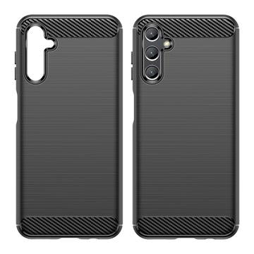 Samsung Galaxy A14/A14 5G Børstet TPU Cover - Karbonfiber - Sort