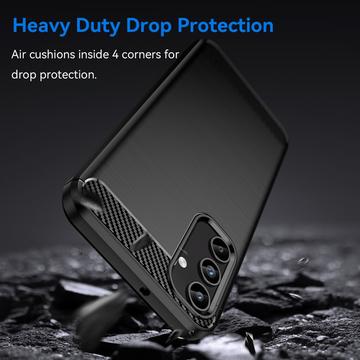 Samsung Galaxy A15 Børstet TPU Cover - Karbonfiber - Sort
