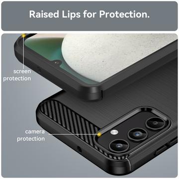 Samsung Galaxy A15 Børstet TPU Cover - Karbonfiber - Sort