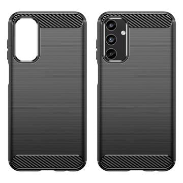 Samsung Galaxy A15 Børstet TPU Cover - Karbonfiber - Sort