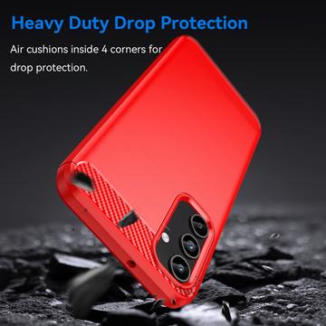 Samsung Galaxy A15 Børstet TPU Cover - Karbonfiber - Rød