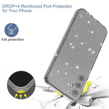 Samsung Galaxy A15 Stylish Glitter Series TPU Cover - Gennemsigtig Sort