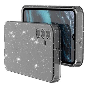 Samsung Galaxy A15 Stylish Glitter Series TPU Cover - Gennemsigtig Sort