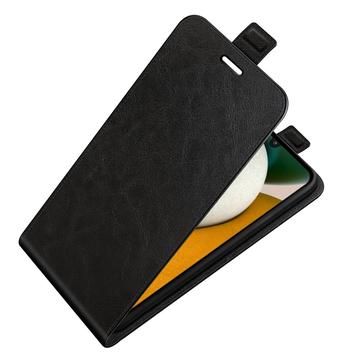 Samsung Galaxy A15 Vertikal Flip Taske med Kortholder - Sort