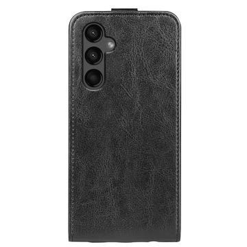 Samsung Galaxy A15 Vertikal Flip Taske med Kortholder - Sort