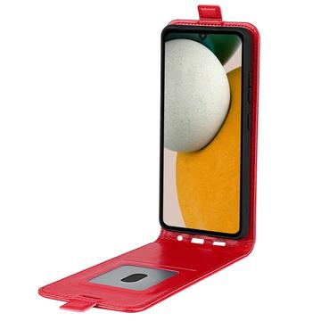 Samsung Galaxy A15 Vertikal Flip Taske med Kortholder - Rød