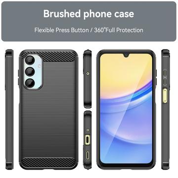 Samsung Galaxy A16 Børstet TPU Cover - Karbonfiber - Sort