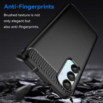 Samsung Galaxy A16 Børstet TPU Cover - Karbonfiber - Sort