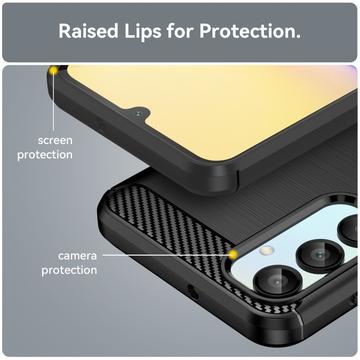 Samsung Galaxy A16 Børstet TPU Cover - Karbonfiber - Sort