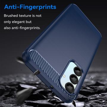 Samsung Galaxy A16 Børstet TPU Cover - Karbonfiber - Blå
