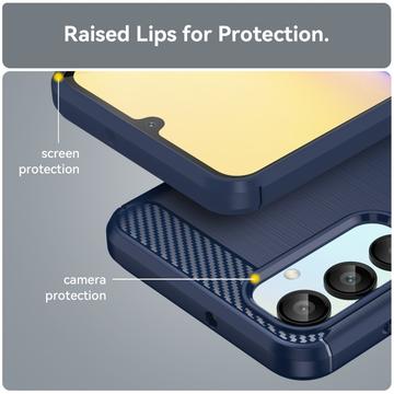Samsung Galaxy A16 Børstet TPU Cover - Karbonfiber - Blå