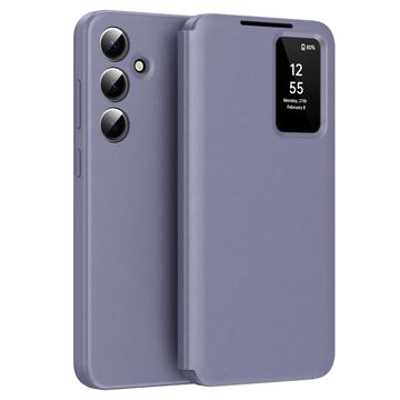 Samsung Galaxy A16 Smart Clear View Flip etui med kortplads - grå-lilla