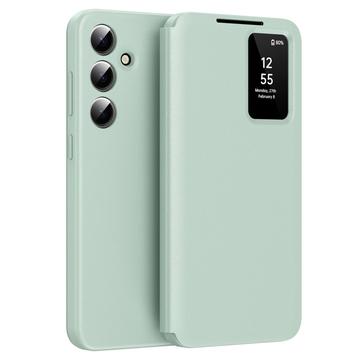 Samsung Galaxy A16 Smart Clear View Flip etui med kortplads - Lysegrøn