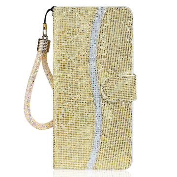 Samsung Galaxy A16 Stilfuldt glitterpungetui - guld