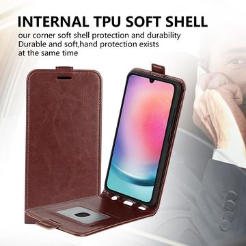 Samsung Galaxy A16 Vertikal Flip Cover med Kortholder - Brun