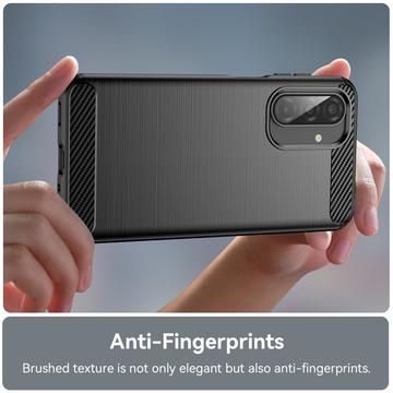 Samsung Galaxy A17/F17/M17 Børstet TPU Cover - Karbonfiber - Sort