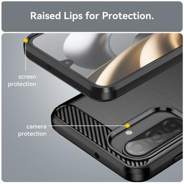Samsung Galaxy A17/F17/M17 Børstet TPU Cover - Karbonfiber - Sort