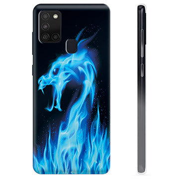 Samsung Galaxy A21s TPU Cover - Blå Ild Drage