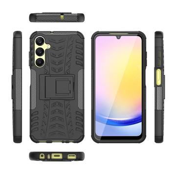 Samsung Galaxy A25 Anti-Slip Hybrid Cover med Stativ - Sort