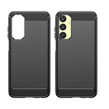 Samsung Galaxy A25 Børstet TPU Cover - Karbonfiber - Sort