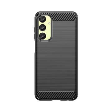 Samsung Galaxy A25 Børstet TPU Cover - Karbonfiber - Sort