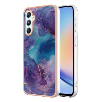 Samsung Galaxy A25 Marmormønster Galvaniseret IMD TPU Cover - Lilla
