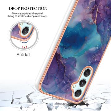 Samsung Galaxy A25 Marmormønster Galvaniseret IMD TPU Cover - Lilla