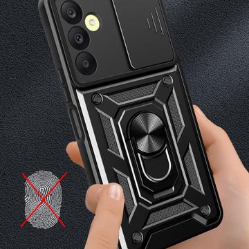 Samsung Galaxy A25 Roterende Ring Hybrid Cover med Kameraskjold - Sort