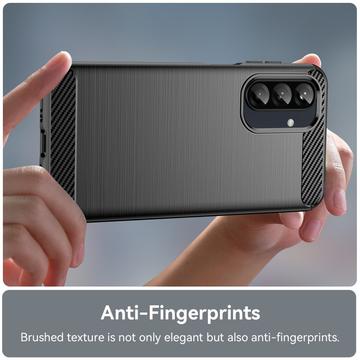 Samsung Galaxy A26 Børstet TPU Cover - Karbonfiber - Sort